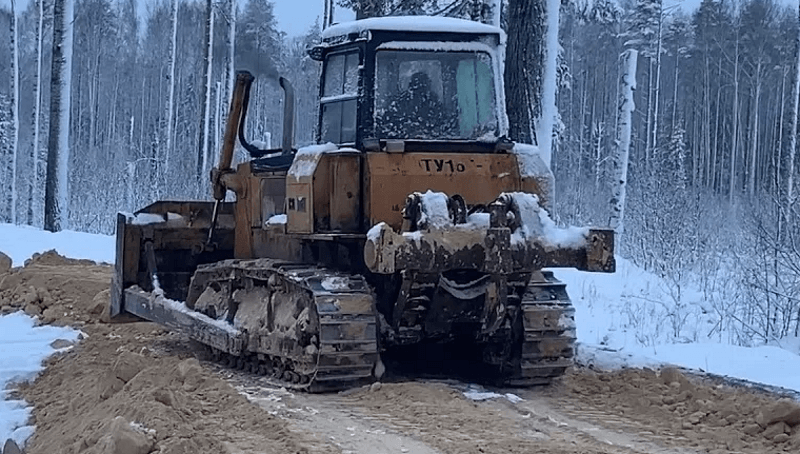 бульдозер зимой