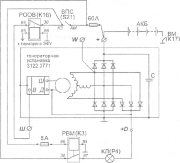 Схема подключения генератора КамАЗ 4310