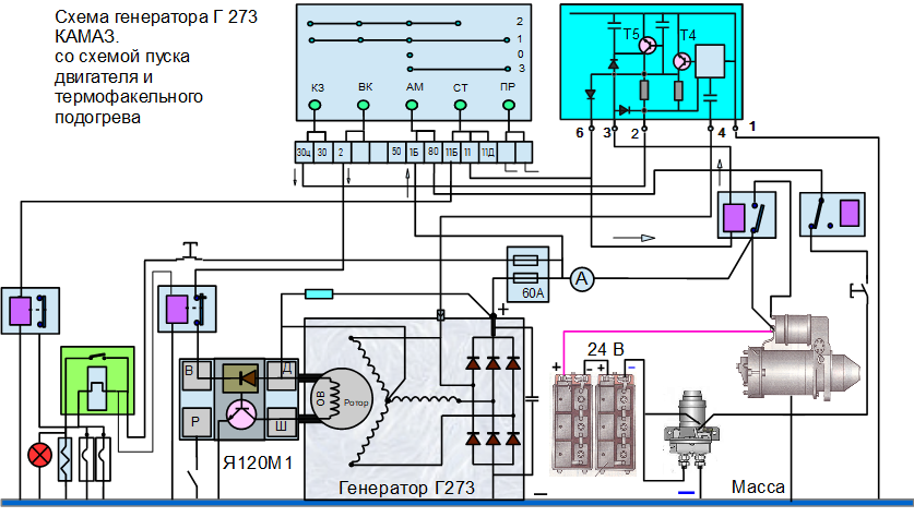 Схема подключения генератора КамАЗ Г273